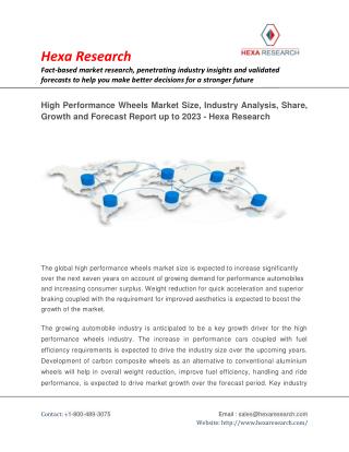 High Performance Wheels Market | Global Industry Report, 2023 | Hexa Research