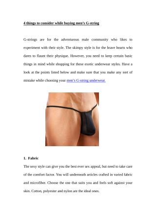 4 Things to Consider while Buying Men’s G-string