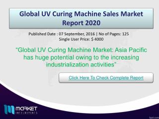 Global UV Curing Machine Market: Asia Pacific has huge potential owing to the increasing industrialization activities