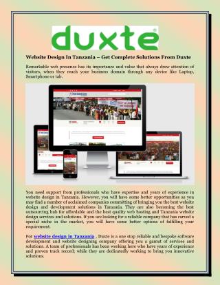 Website Design In Tanzania – Get Complete Solutions From Duxte
