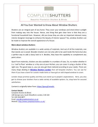 All You Ever Wanted to Know About Window Shutters