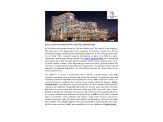 What Is The Exclusive Specification Of Galaxy Diamond Plaza