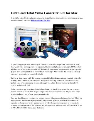 Download Total Video Converter Lite for Mac