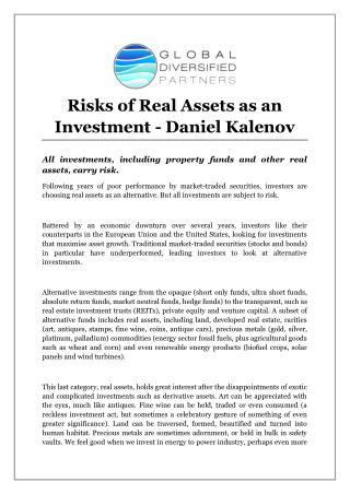 Risks of Real Assets as an Investment - Daniel Kalenov