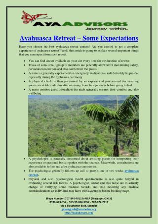 Ayahuasca Retreat – Some Expectations