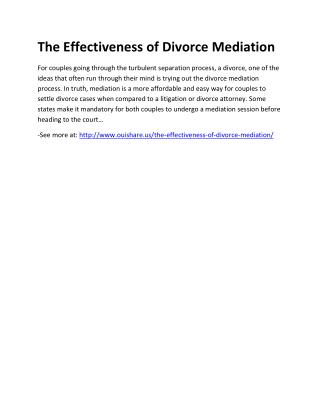 The Effectiveness of Divorce Mediation