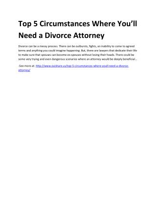 Top 5 Circumstances Where You’ll Need a Divorce Attorney