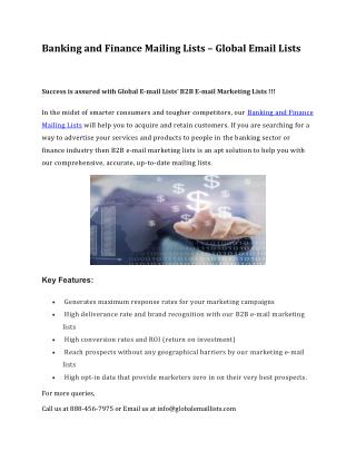 Banking and Finance Mailing Lists – Global Email Lists