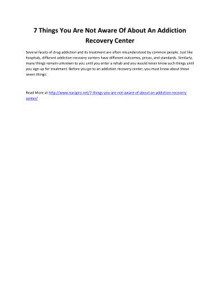 7 Things You Are Not Aware Of About An Addiction Recovery Center