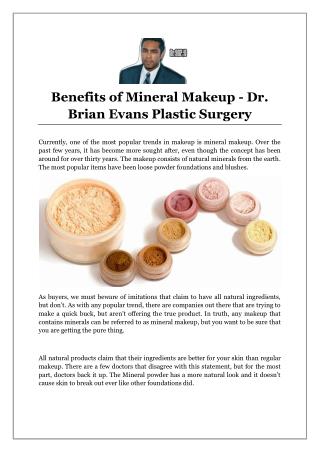 Benefits of Mineral Makeup - Dr. Brian Evans Plastic Surgery