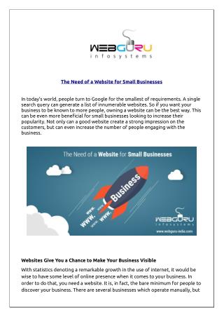 The Need of a Website for Small Businesses