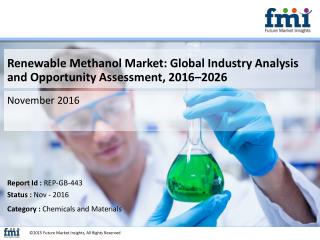 Renewable Methanol Market to be Valued at US$ 133.3 Mn By 2016