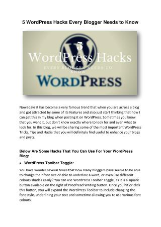5 WordPress Hacks Every Blogger Needs to Know