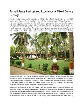 Toshali Sands Puri Let You Experience A Mixed Culture Heritage