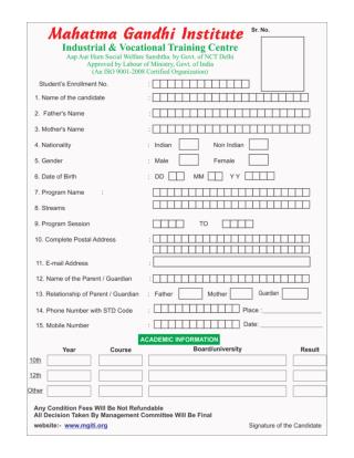 MGITI Admission Form