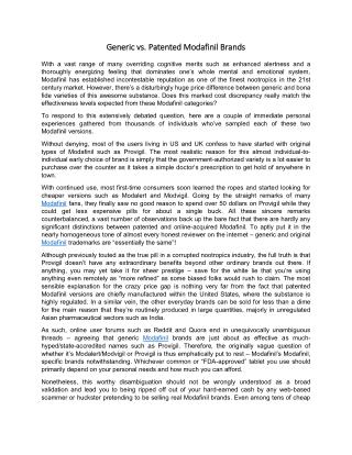 Generic vs. Patented Modafinil Brands