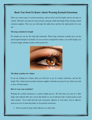 Basic You Need To Know About Wearing Eyelash Extensions