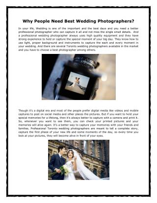 Why People Need Best Wedding Photographers?