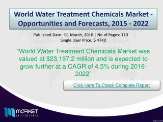 World Water Treatment Chemicals Market - Opportunities and Forecasts, 2015 - 2022