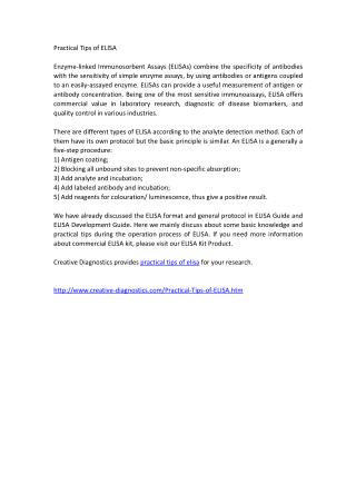 Practical tips of elisa