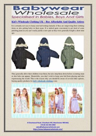 Kid’s Wholesale Clothing UK – Buy Affordable And Quality Attires