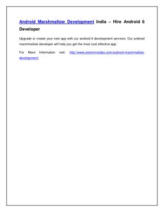 Android Marshmallow Development India – Hire Android 6 Developer