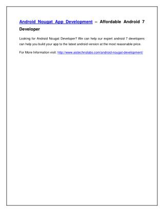 Android Nougat App Development – Affordable Android 7 Developer