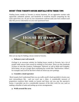 Boost Your Toronto House Rentals With These Tips
