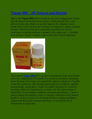 Vigour 800 – All Natural and Herbal