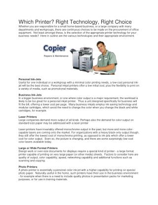 Selling Points For a Copier