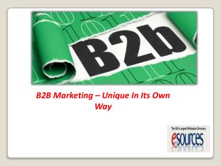 B2B Marketing – Unique In Its Own Way