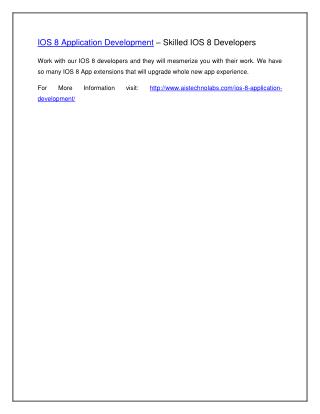 IOS 8 Application Development – Skilled IOS 8 Developers