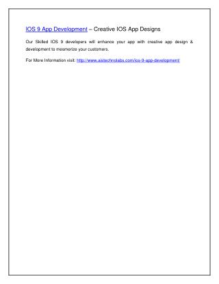 IOS 9 App Development – Creative IOS App Designs