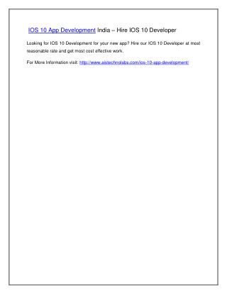 IOS 10 App Development India – Hire IOS 10 Developer