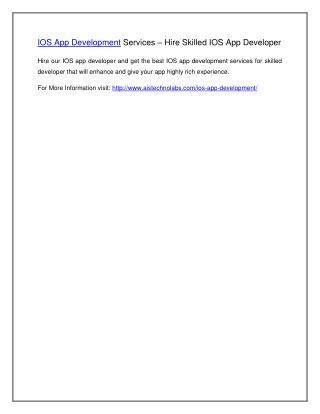 IOS App Development Services – Hire Skilled IOS App Developer
