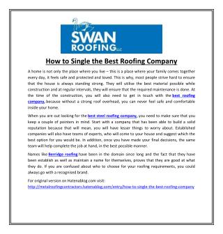 How to Single the Best Roofing Company