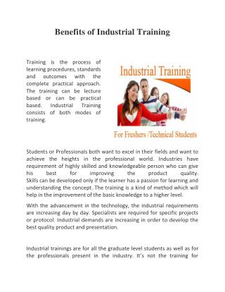 Benefits of Industrial Training