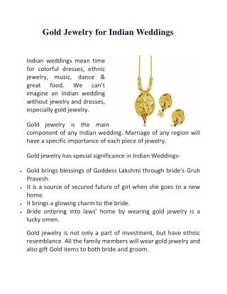 Gold Jewelry for Indian Weddings