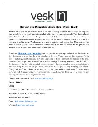 Microsoft Cloud Computing Making Mobile Office a Reality