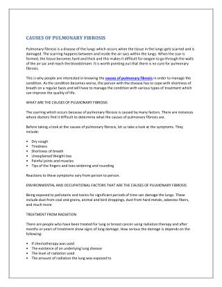 CAUSES OF PULMONARY FIBROSIS