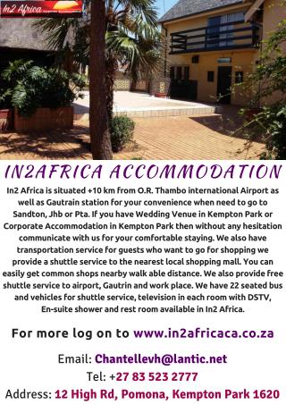 HOME AWAY FROM HOME - IN2 AFRICA CORPORATE ACCOMODATION