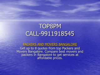 PACKERS AND MOVERS IN BANGALORE