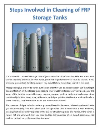 Steps Involved in Cleaning of FRP Storage Tanks