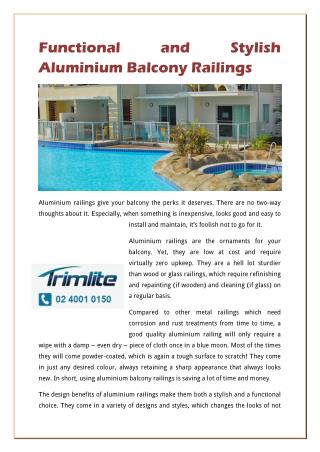 Functional And Stylish Aluminium Balcony Railings