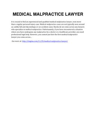 MEDICAL MALPRACTICE LAWYER