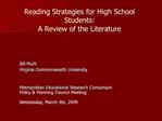 Reading Strategies for High School Students: A Review of the Literature