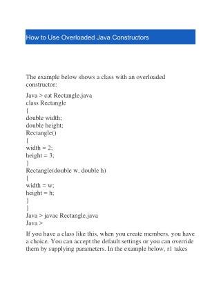 How to Use Overloaded Java Constructors