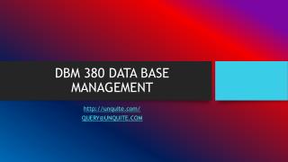 DBM 380 DATA BASE MANAGEMENT