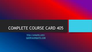 COMPLETE COURSE CARD 405