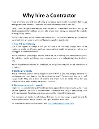 Why hire a contractor?